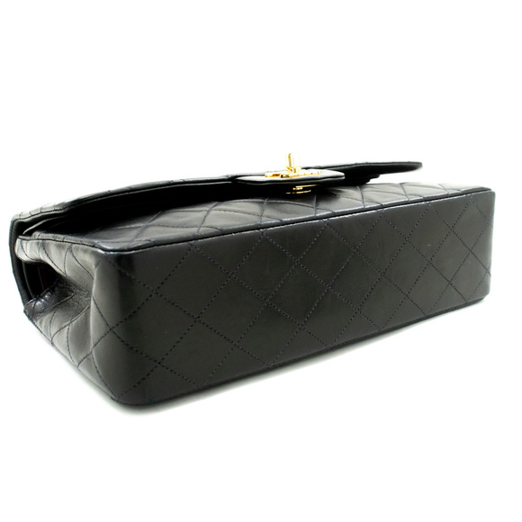 CHANEL Classic Double Flap 10" Chain Shoulder Bag Black Lambskin - Picture 4 of 10